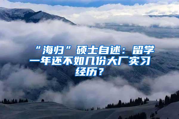 “海归”硕士自述：留学一年还不如几份大厂实习经历？