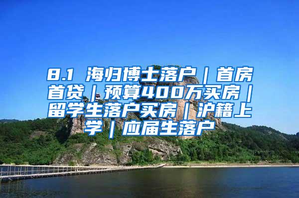 8.1 海归博士落户｜首房首贷｜预算400万买房｜留学生落户买房｜沪籍上学｜应届生落户