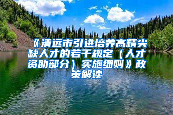 《清远市引进培养高精尖缺人才的若干规定（人才资助部分）实施细则》政策解读