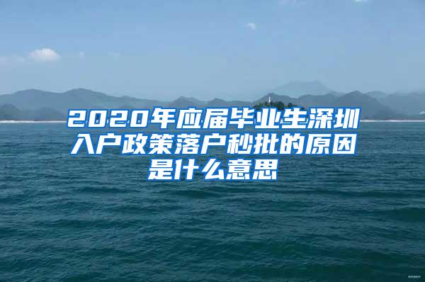 2020年应届毕业生深圳入户政策落户秒批的原因是什么意思