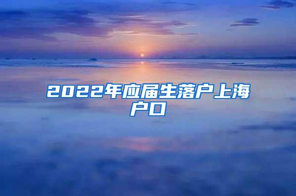 2022年应届生落户上海户口