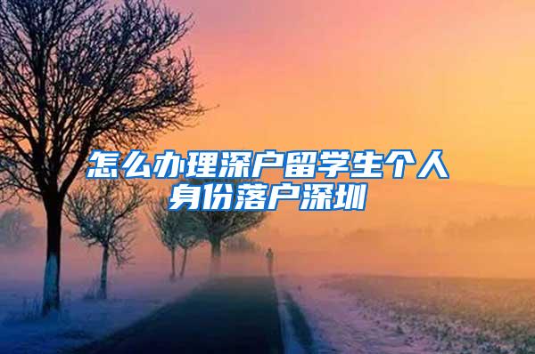 怎么办理深户留学生个人身份落户深圳