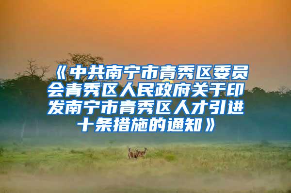 《中共南宁市青秀区委员会青秀区人民政府关于印发南宁市青秀区人才引进十条措施的通知》