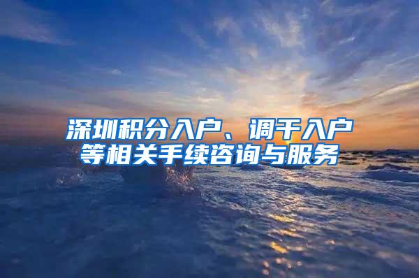 深圳积分入户、调干入户等相关手续咨询与服务