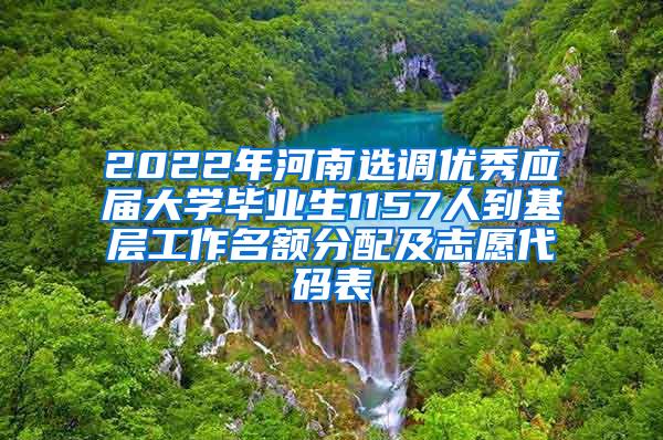 2022年河南选调优秀应届大学毕业生1157人到基层工作名额分配及志愿代码表