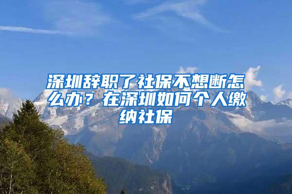 深圳辞职了社保不想断怎么办？在深圳如何个人缴纳社保