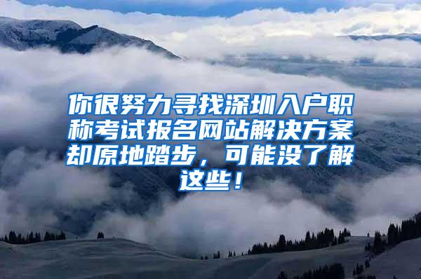 你很努力寻找深圳入户职称考试报名网站解决方案却原地踏步，可能没了解这些！