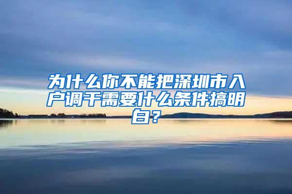 为什么你不能把深圳市入户调干需要什么条件搞明白？