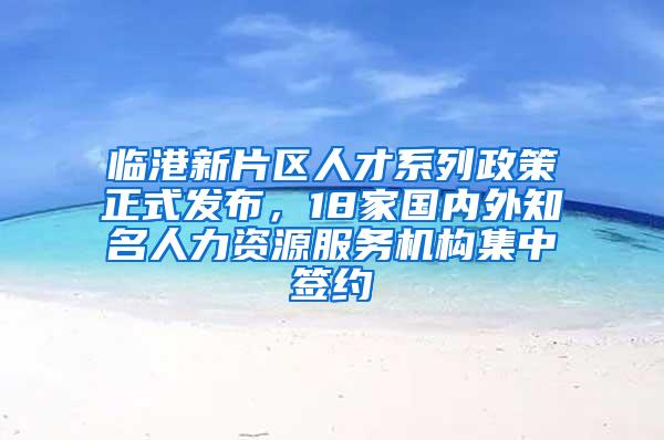 临港新片区人才系列政策正式发布，18家国内外知名人力资源服务机构集中签约