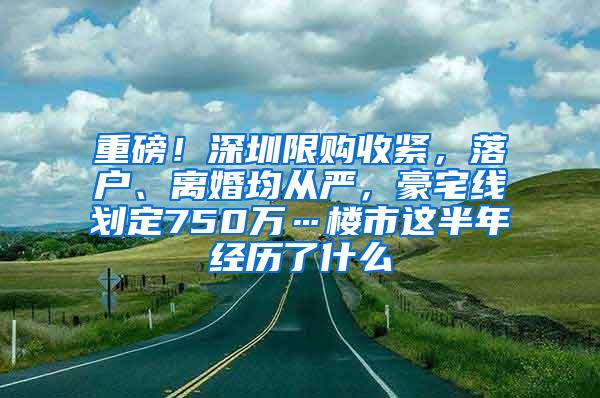 重磅！深圳限购收紧，落户、离婚均从严，豪宅线划定750万…楼市这半年经历了什么