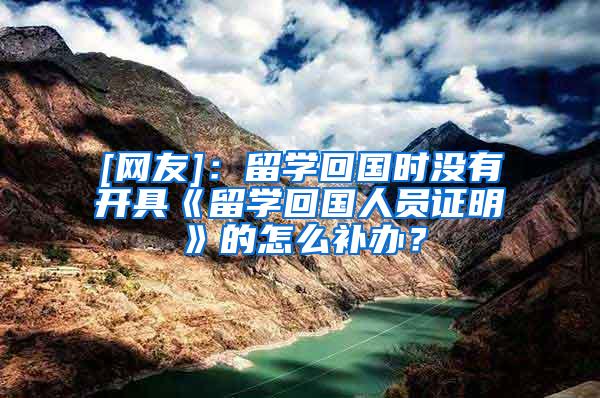 [网友]：留学回国时没有开具《留学回国人员证明》的怎么补办？