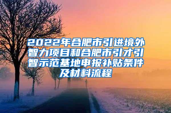 2022年合肥市引进境外智力项目和合肥市引才引智示范基地申报补贴条件及材料流程