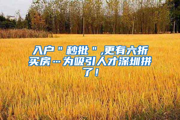 入户＂秒批＂,更有六折买房…为吸引人才深圳拼了！