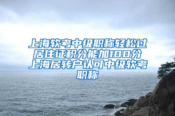 上海软考中级职称轻松过 居住证积分能加100分 上海居转户认可中级软考职称