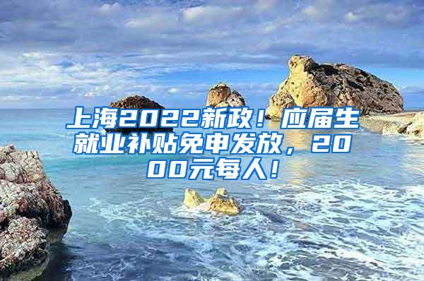 上海2022新政！应届生就业补贴免申发放，2000元每人！