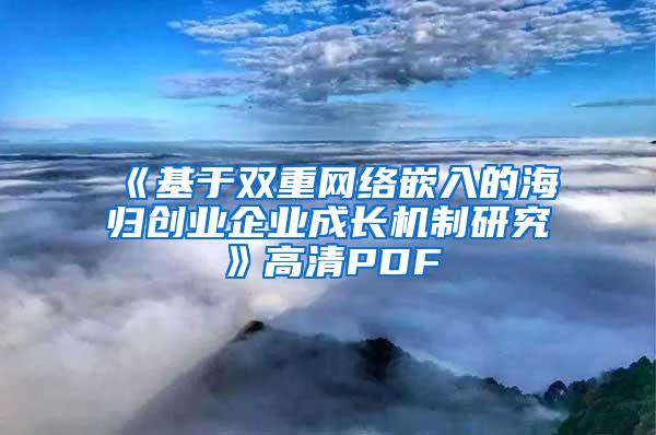 《基于双重网络嵌入的海归创业企业成长机制研究》高清PDF