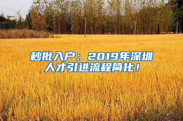 秒批入户：2019年深圳人才引进流程简化！