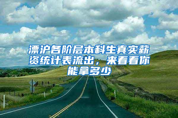 漂沪各阶层本科生真实薪资统计表流出，来看看你能拿多少