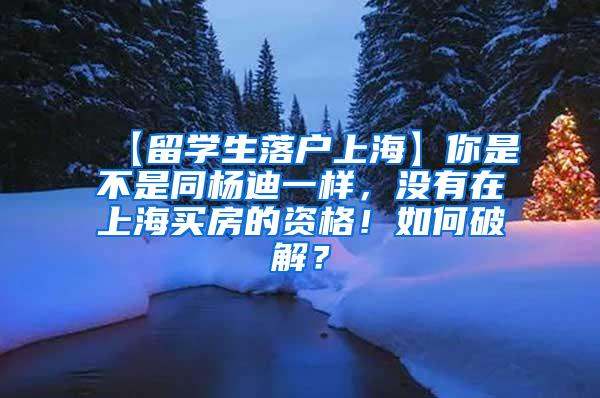 【留学生落户上海】你是不是同杨迪一样，没有在上海买房的资格！如何破解？