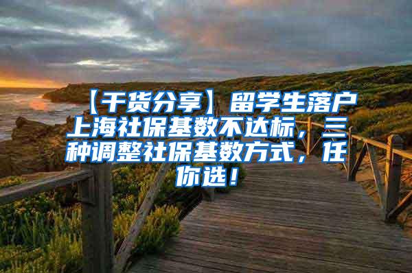 【干货分享】留学生落户上海社保基数不达标，三种调整社保基数方式，任你选！