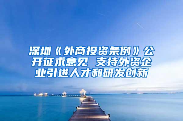 深圳《外商投资条例》公开征求意见 支持外资企业引进人才和研发创新