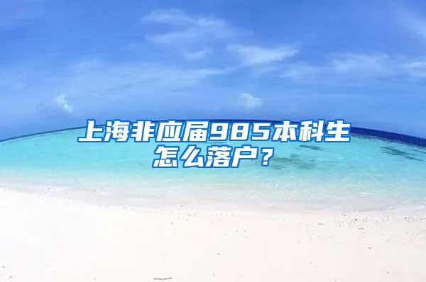 上海非应届985本科生怎么落户？