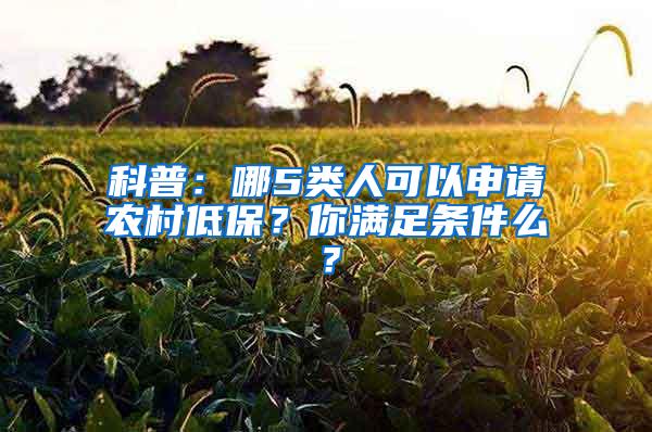 科普：哪5类人可以申请农村低保？你满足条件么？