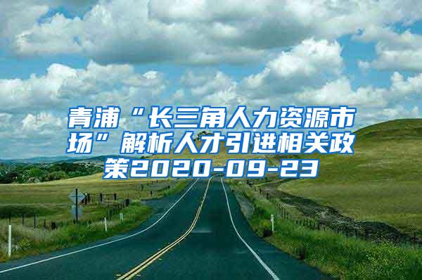 青浦“长三角人力资源市场”解析人才引进相关政策2020-09-23