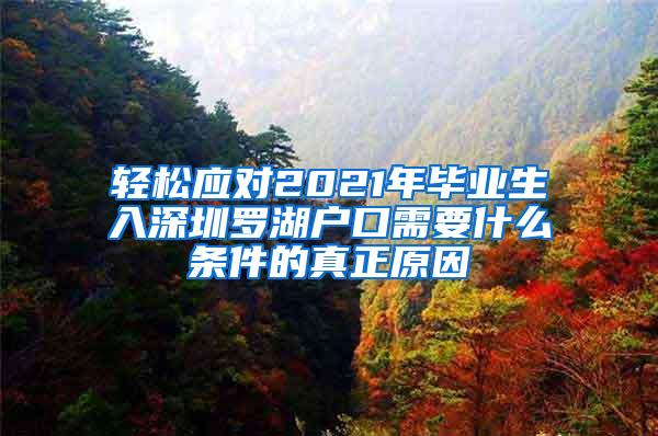 轻松应对2021年毕业生入深圳罗湖户口需要什么条件的真正原因