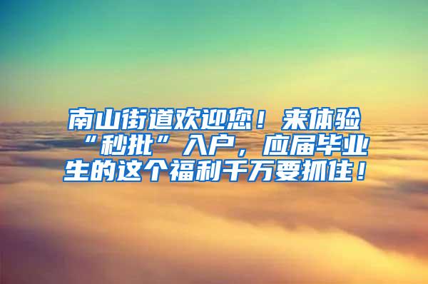 南山街道欢迎您！来体验“秒批”入户，应届毕业生的这个福利千万要抓住！