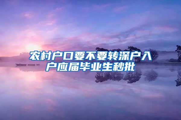 农村户口要不要转深户入户应届毕业生秒批