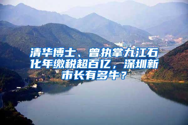 清华博士、曾执掌九江石化年缴税超百亿，深圳新市长有多牛？