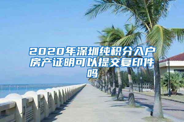 2020年深圳纯积分入户房产证明可以提交复印件吗