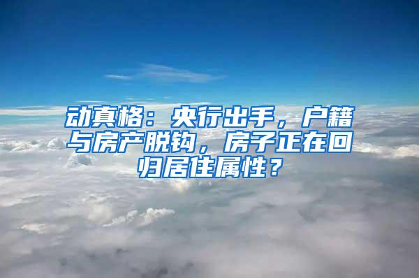 动真格：央行出手，户籍与房产脱钩，房子正在回归居住属性？