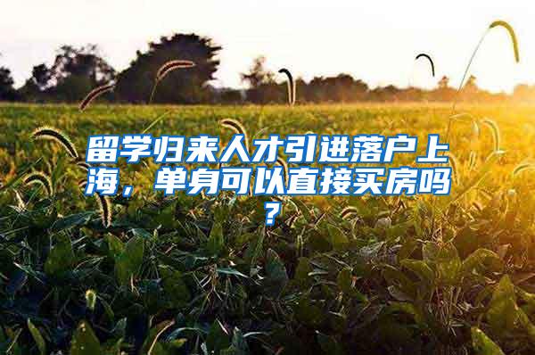 留学归来人才引进落户上海，单身可以直接买房吗？