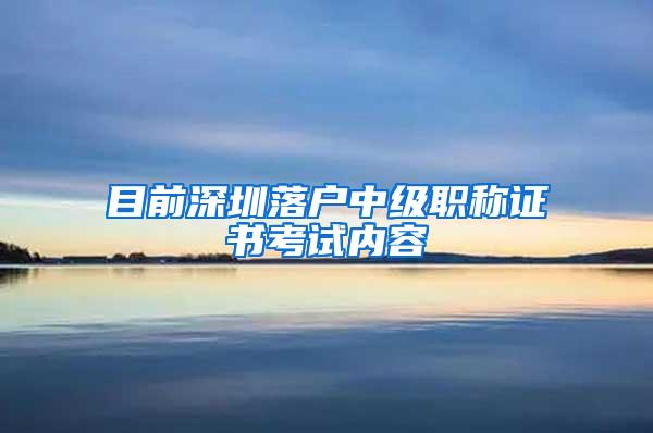 目前深圳落户中级职称证书考试内容