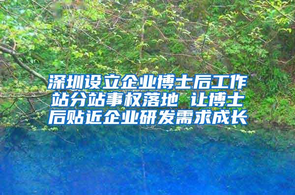 深圳设立企业博士后工作站分站事权落地 让博士后贴近企业研发需求成长