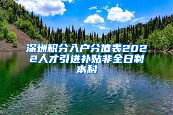 深圳积分入户分值表2022人才引进补贴非全日制本科