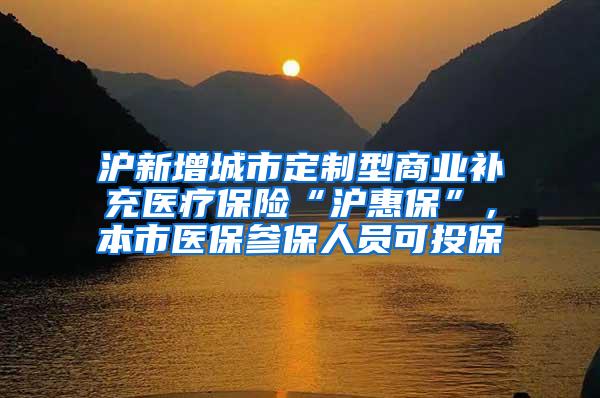 沪新增城市定制型商业补充医疗保险“沪惠保”，本市医保参保人员可投保→