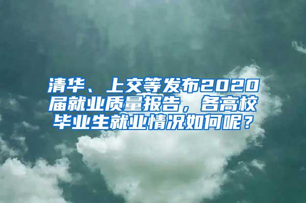 清华、上交等发布2020届就业质量报告，各高校毕业生就业情况如何呢？