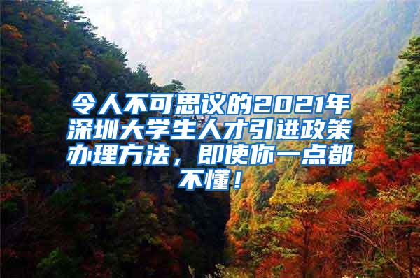 令人不可思议的2021年深圳大学生人才引进政策办理方法，即使你一点都不懂！