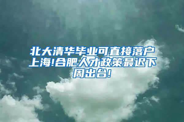 北大清华毕业可直接落户上海!合肥人才政策最迟下周出台!