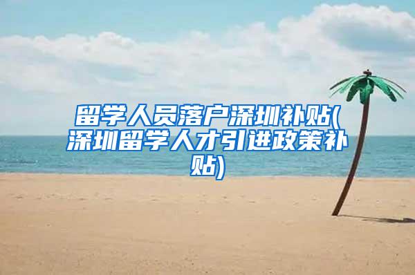 留学人员落户深圳补贴(深圳留学人才引进政策补贴)