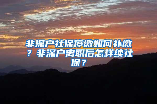 非深户社保停缴如何补缴？非深户离职后怎样续社保？