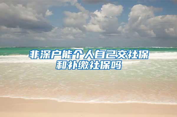 非深户能个人自己交社保和补缴社保吗