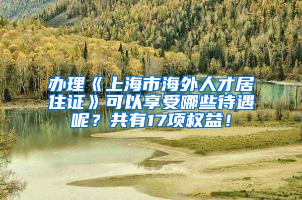 办理《上海市海外人才居住证》可以享受哪些待遇呢？共有17项权益！