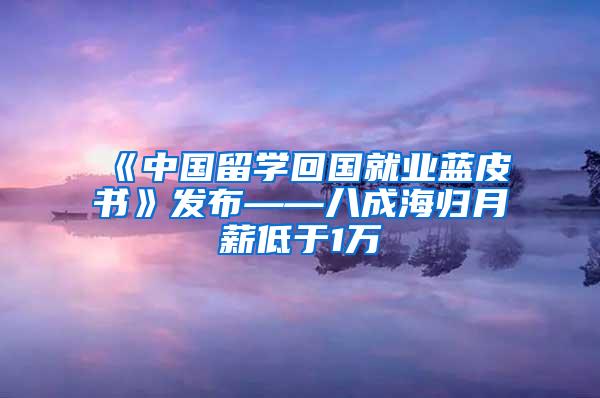 《中国留学回国就业蓝皮书》发布——八成海归月薪低于1万