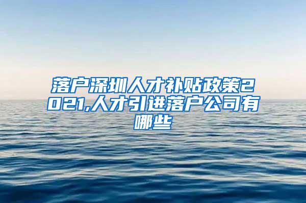 落户深圳人才补贴政策2021,人才引进落户公司有哪些