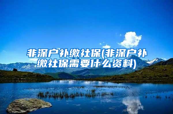 非深户补缴社保(非深户补缴社保需要什么资料)