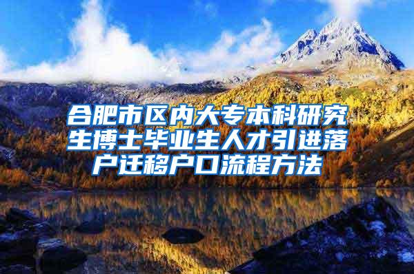 合肥市区内大专本科研究生博士毕业生人才引进落户迁移户口流程方法